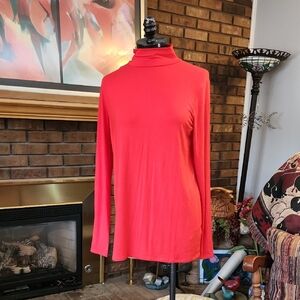 Banana Republic Orange Mock  Turtleneck Long Sleeve Top Base Layer Size Large